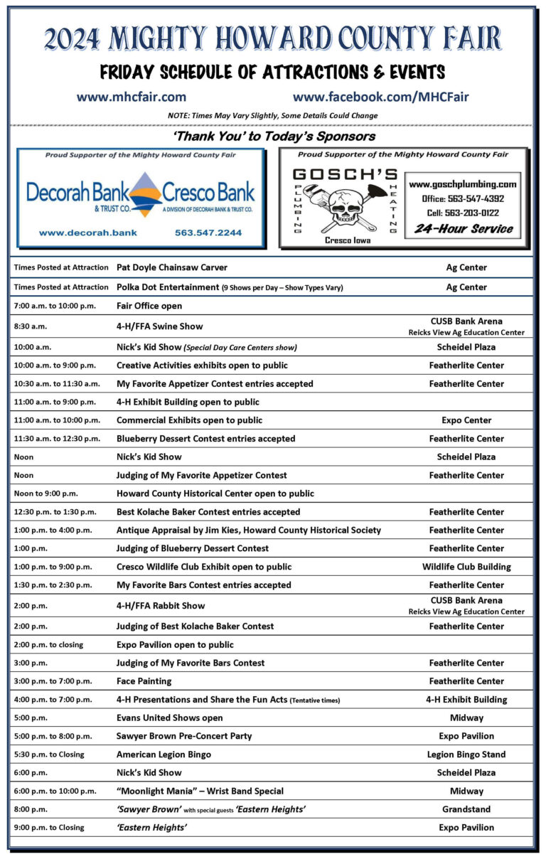 Howard County Fairgrounds 2024 Schedule Sonni Susannah