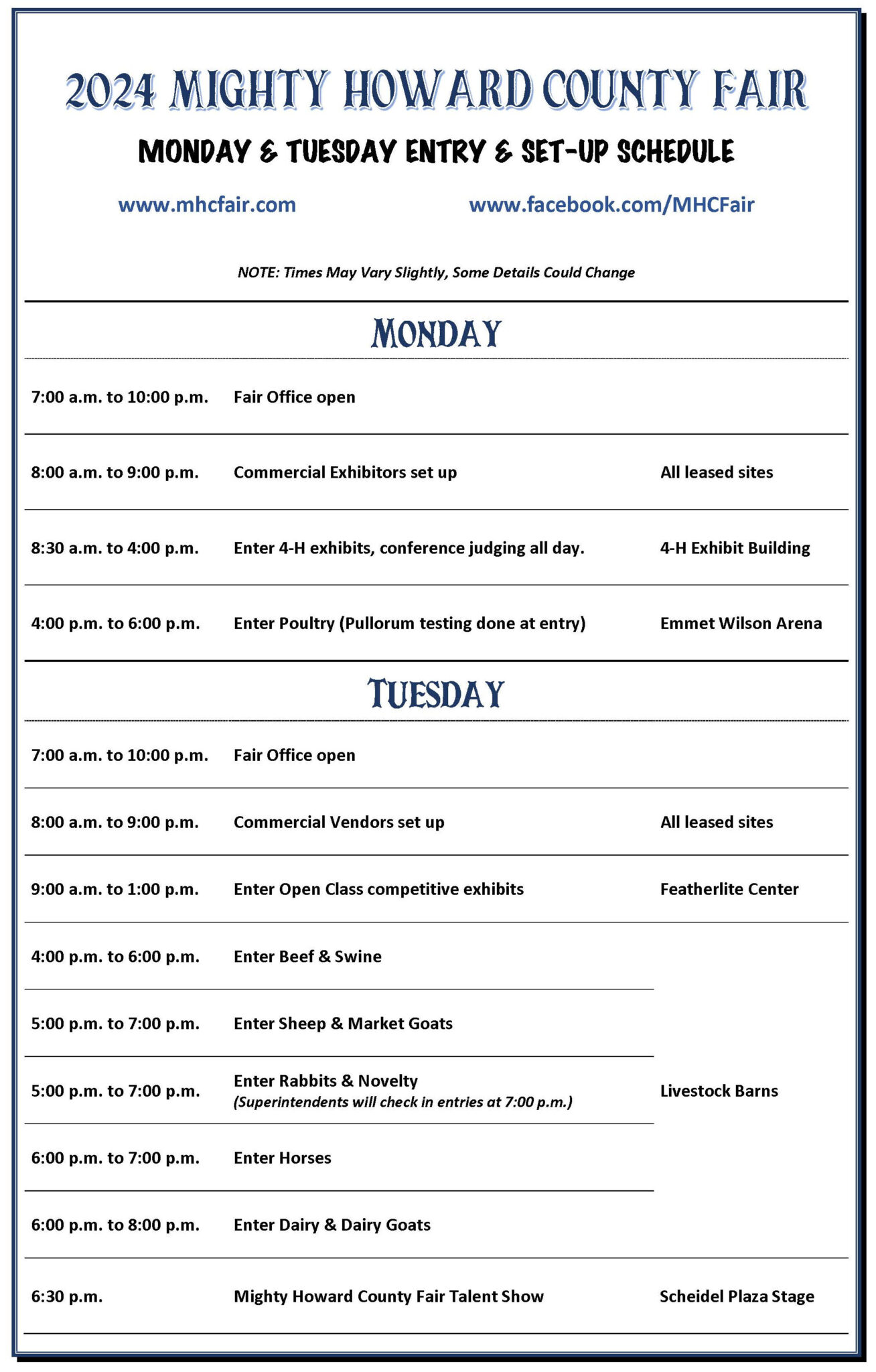 Howard County Fairgrounds 2024 Schedule Sonni Susannah