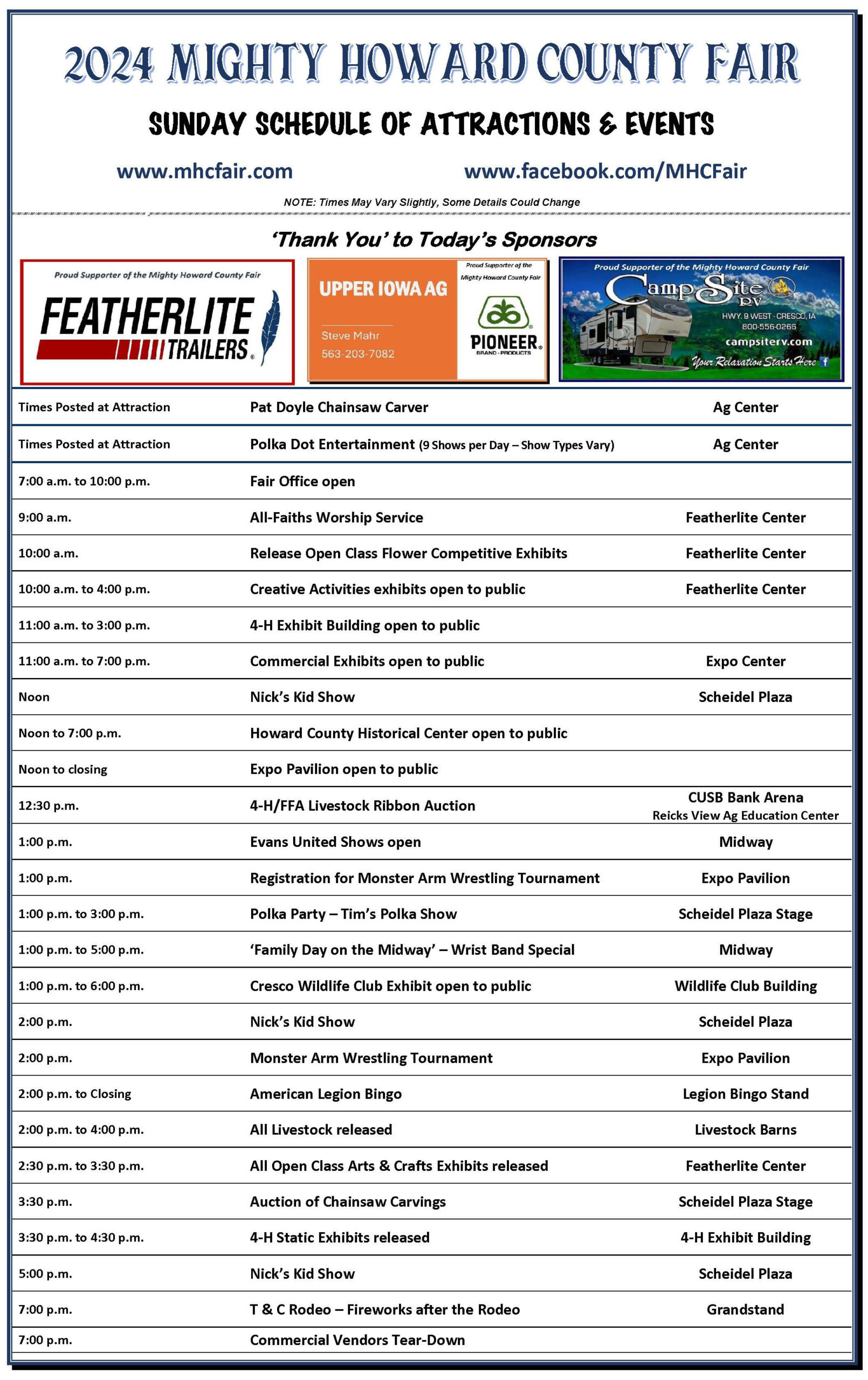 Daily Schedules The Mighty Howard County Fair