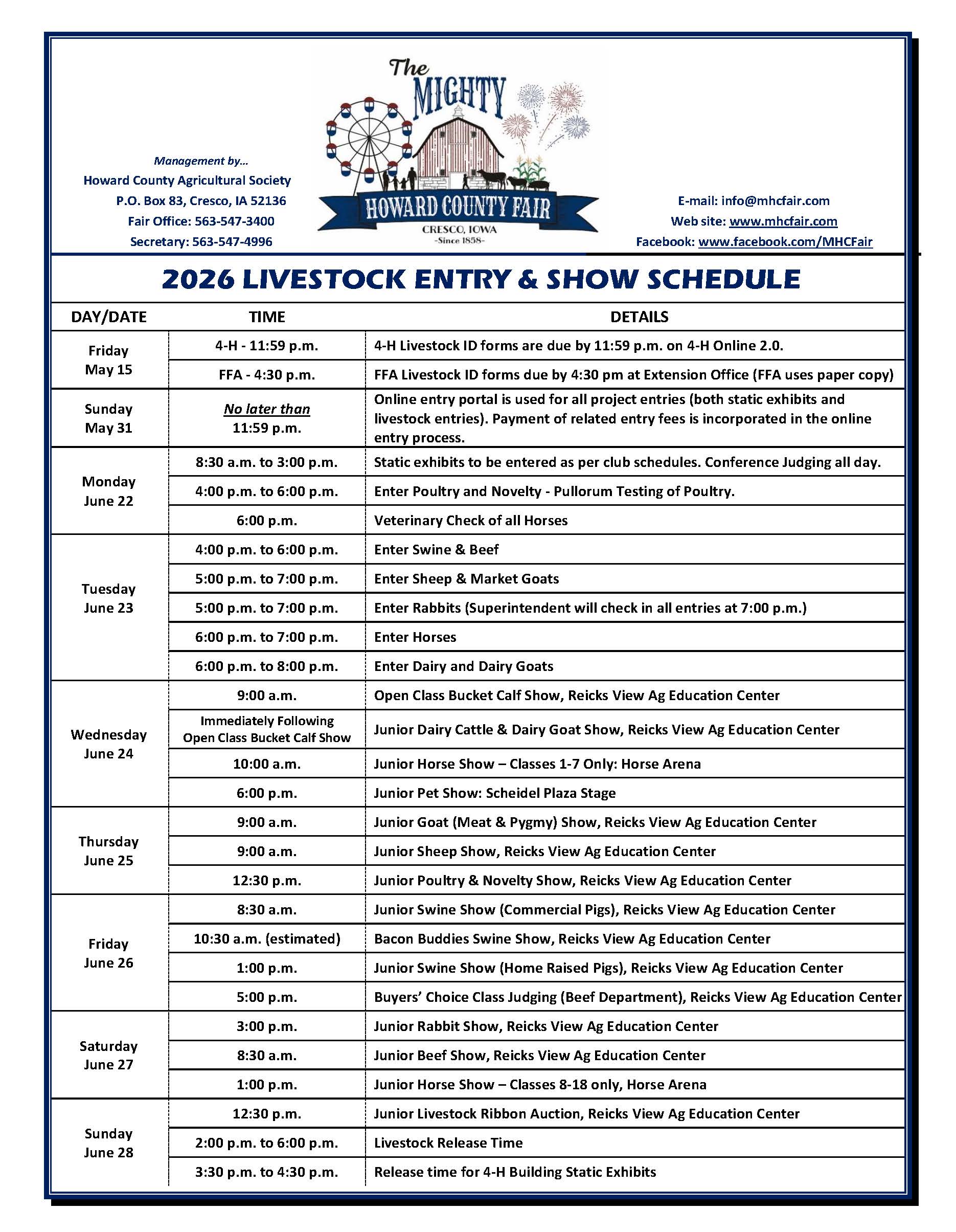 Tulsa State Fair 2027 Livestock Schedule